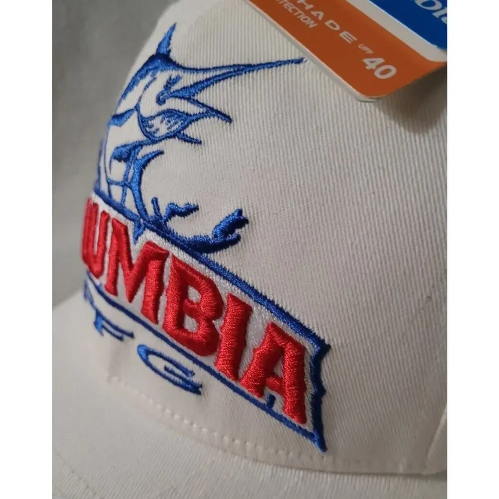 NEW Columbia HAT PFG Sword Fish Embroidered Omni shade White Blue Red Vintage